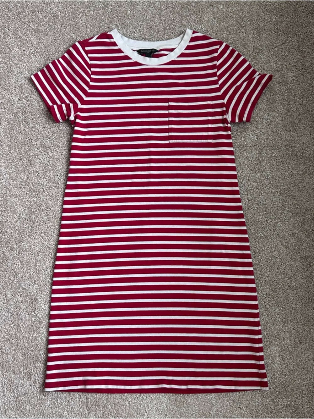 Banana Republic Striped T-Shirt Dress XS Red White Pocket Short Sleeve